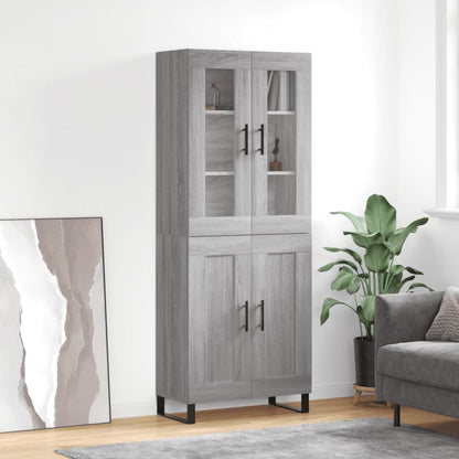 Credenza Grigio Sonoma 69,5x34x180 cm in Legno Multistrato