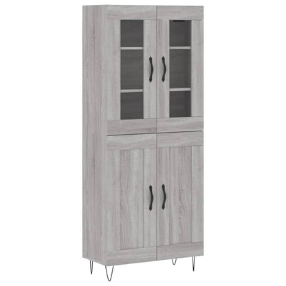 Credenza Grigio Sonoma 69,5x34x180 cm in Legno Multistrato