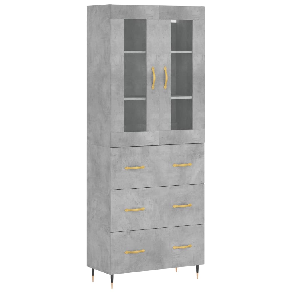 Credenza Grigio Cemento 69,5x34x180 cm in Legno Multistrato