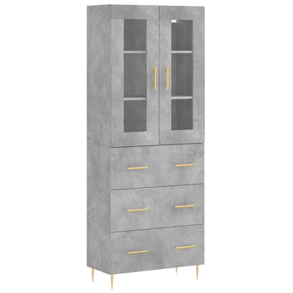 Credenza Grigio Cemento 69,5x34x180 cm in Legno Multistrato