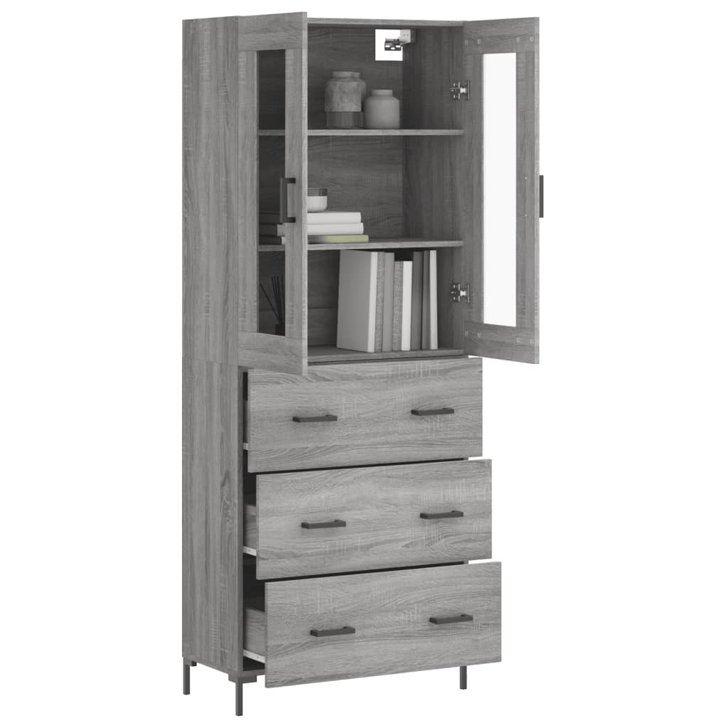 Credenza Grigio Sonoma 69,5x34x180 cm in Legno Multistrato - homemem39