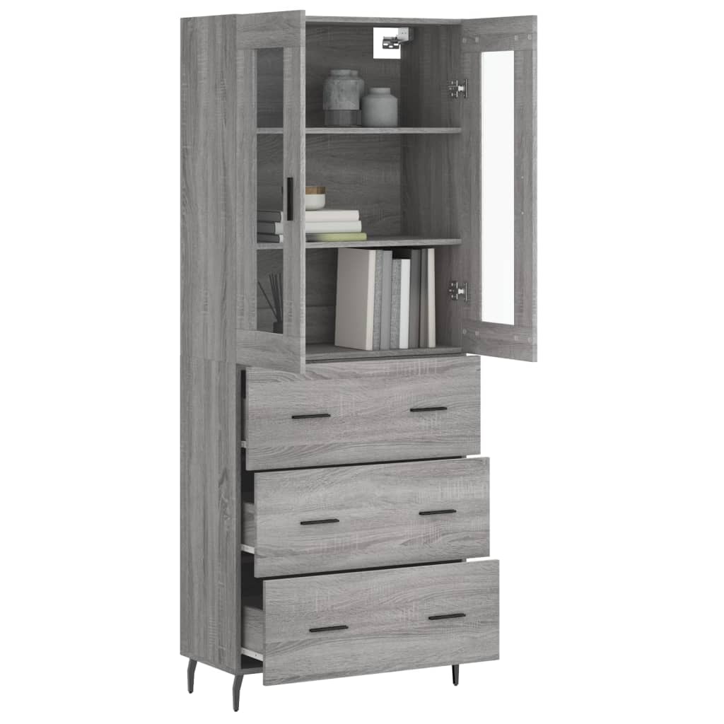 Credenza Grigio Sonoma 69,5x34x180 cm in Legno Multistrato - homemem39