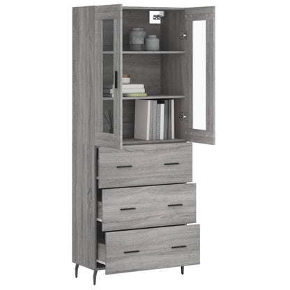 Credenza Grigio Sonoma 69,5x34x180 cm in Legno Multistrato - homemem39
