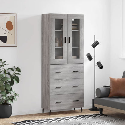 Credenza Grigio Sonoma 69,5x34x180 cm in Legno Multistrato - homemem39