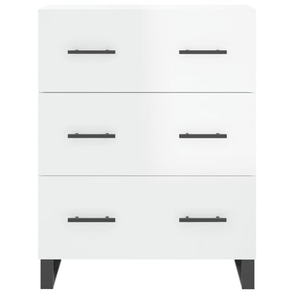 Credenza Bianco Lucido 69,5x34x180 cm in Legno Multistrato