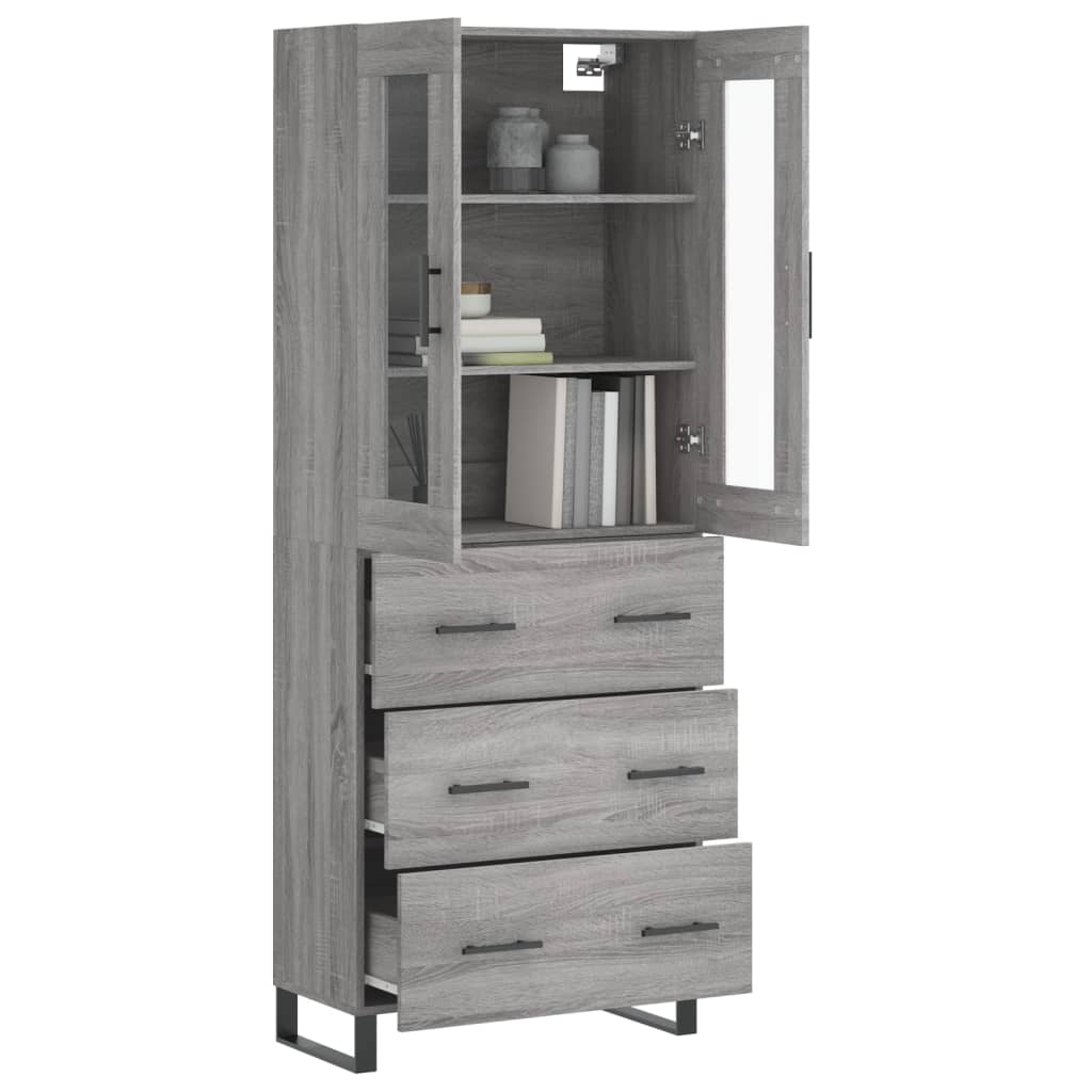 Credenza Grigio Sonoma 69,5x34x180 cm in Legno Multistrato - homemem39