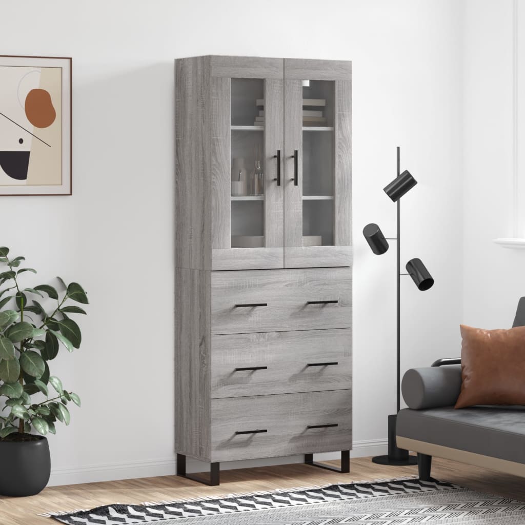 Credenza Grigio Sonoma 69,5x34x180 cm in Legno Multistrato - homemem39