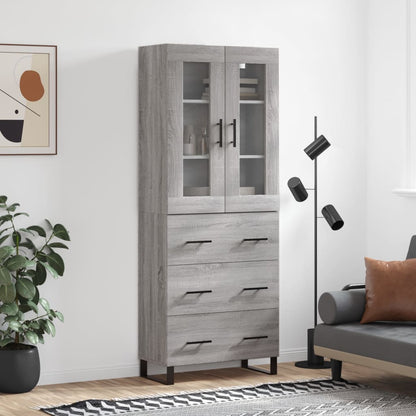 Credenza Grigio Sonoma 69,5x34x180 cm in Legno Multistrato - homemem39