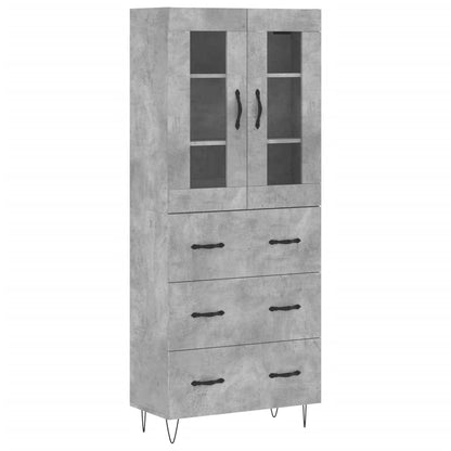 Credenza Grigio Cemento 69,5x34x180 cm in Legno Multistrato