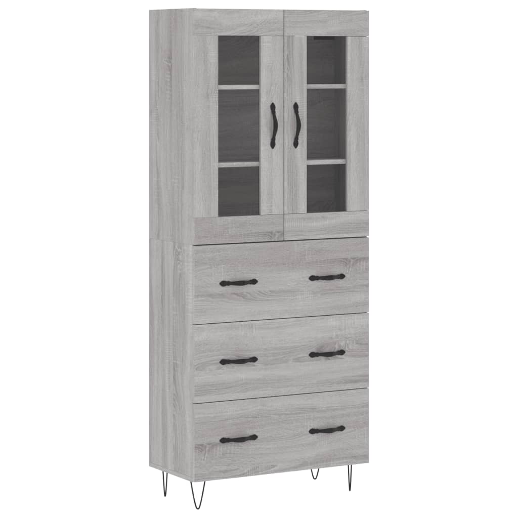 Credenza Grigio Sonoma 69,5x34x180 cm in Legno Multistrato