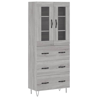 Credenza Grigio Sonoma 69,5x34x180 cm in Legno Multistrato