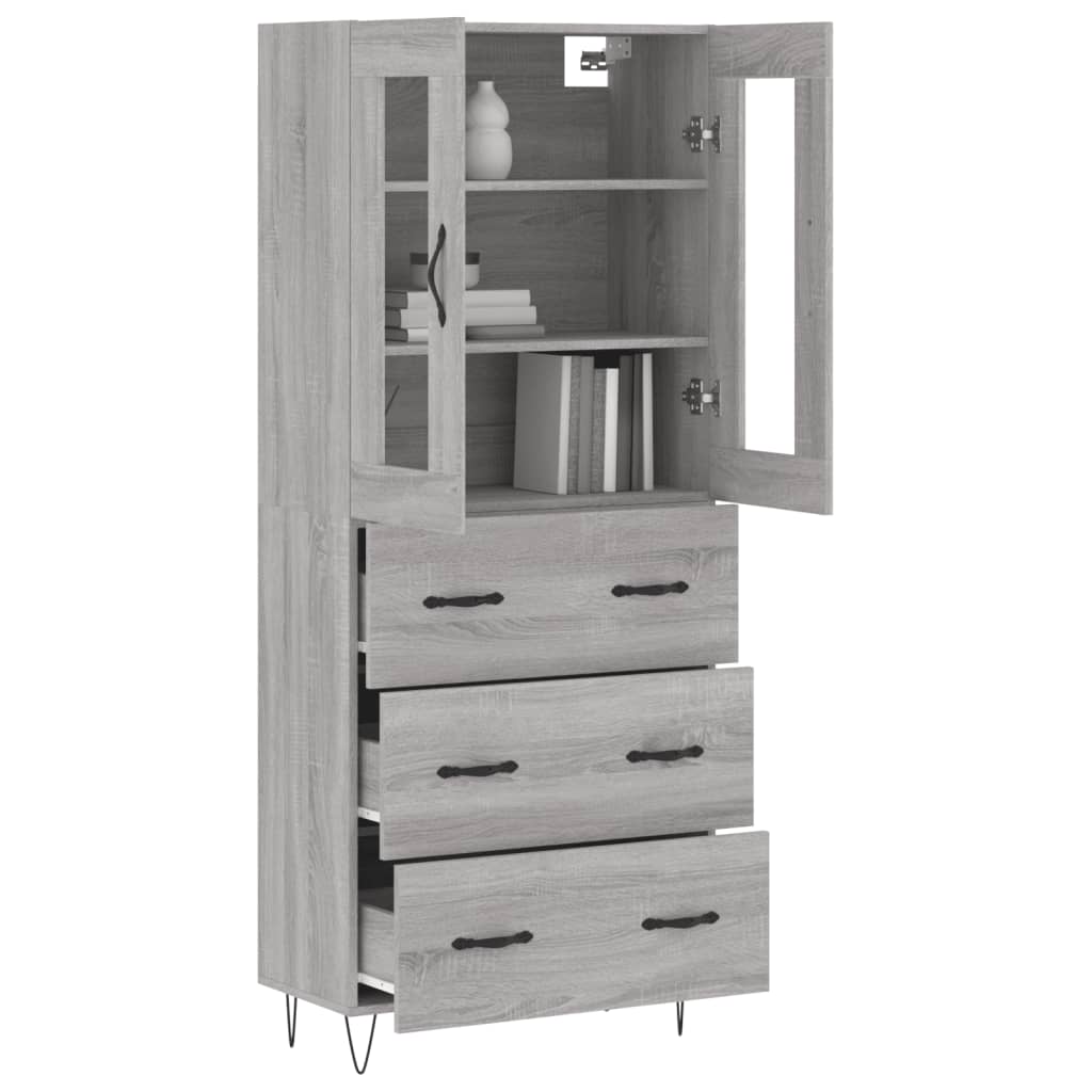 Credenza Grigio Sonoma 69,5x34x180 cm in Legno Multistrato
