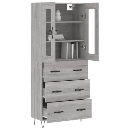 Credenza Grigio Sonoma 69,5x34x180 cm in Legno Multistrato