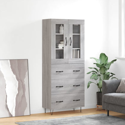 Credenza Grigio Sonoma 69,5x34x180 cm in Legno Multistrato