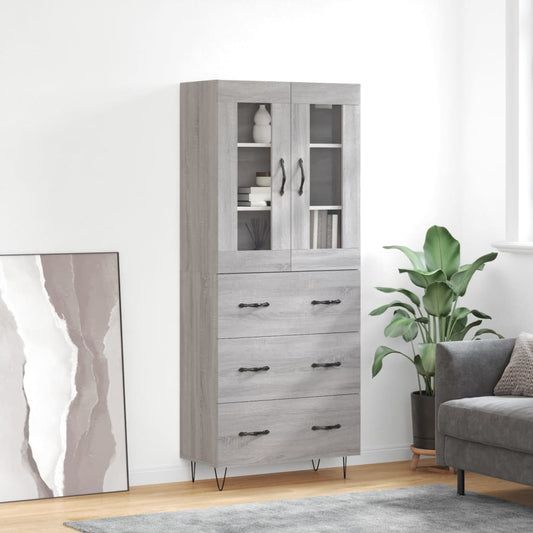 Credenza Grigio Sonoma 69,5x34x180 cm in Legno Multistrato