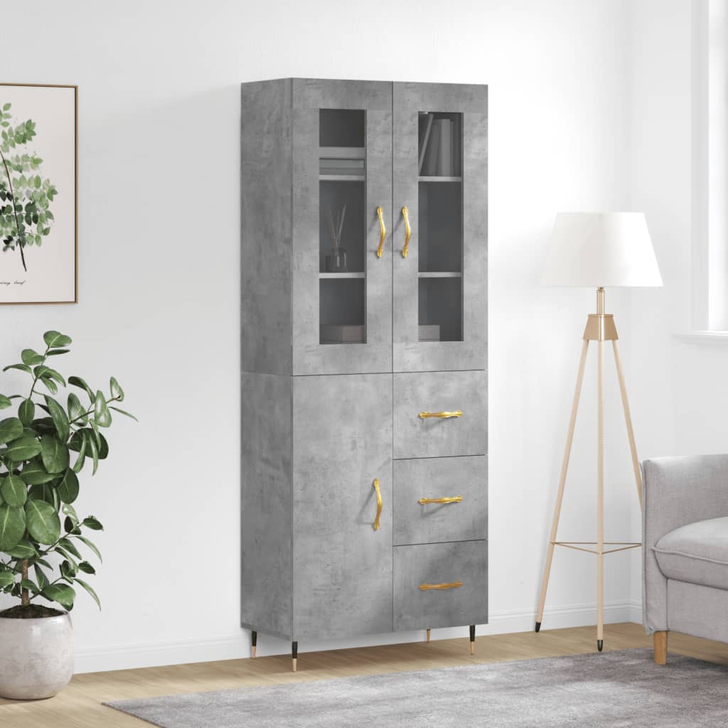 Credenza Grigio Cemento 69,5x34x180 cm in Legno Multistrato - homemem39