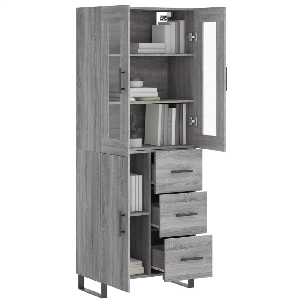 Credenza Grigio Sonoma 69,5x34x180 cm in Legno Multistrato - homemem39