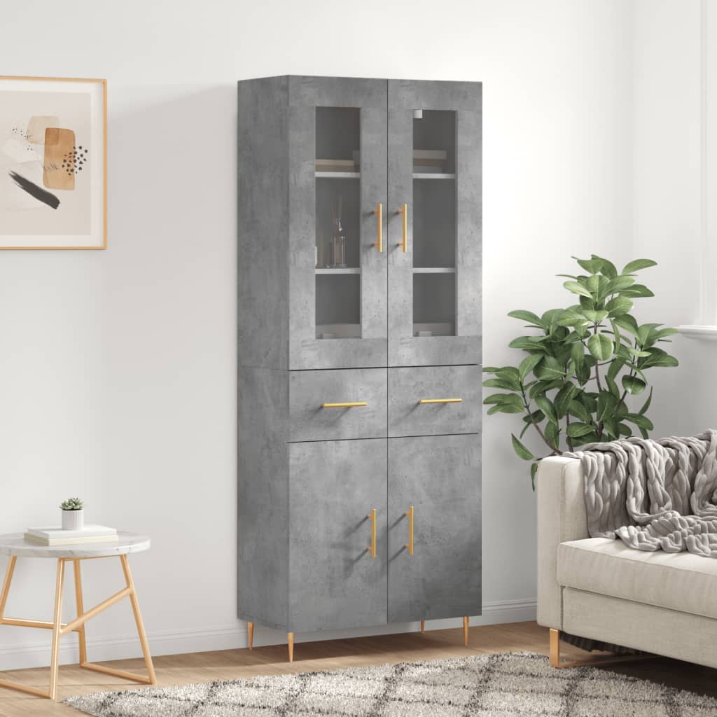 Credenza Grigio Cemento 69,5x34x180 cm in Legno Multistrato - homemem39