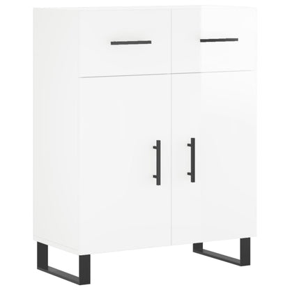 Credenza Bianco Lucido 69,5x34x180 cm in Legno Multistrato