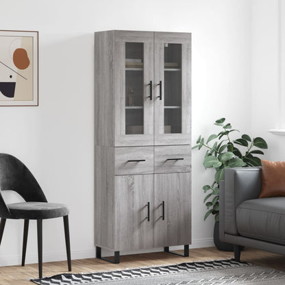 Credenza Grigio Sonoma 69,5x34x180 cm in Legno Multistrato - homemem39