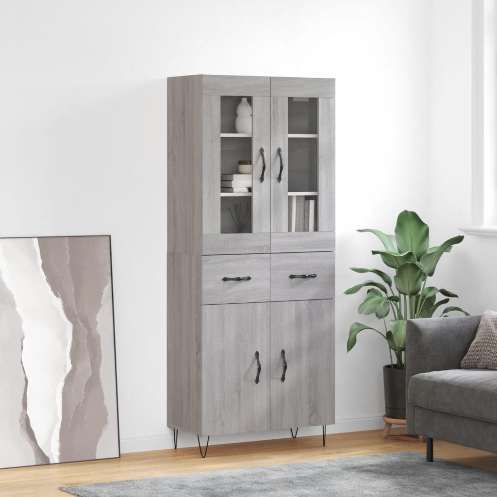 Credenza Grigio Sonoma 69,5x34x180 cm in Legno Multistrato - homemem39