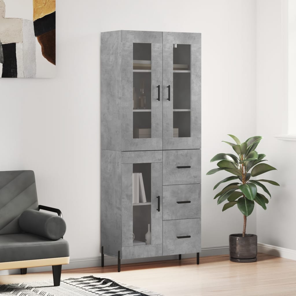 Credenza Grigio Cemento 69,5x34x180 cm in Legno Multistrato - homemem39