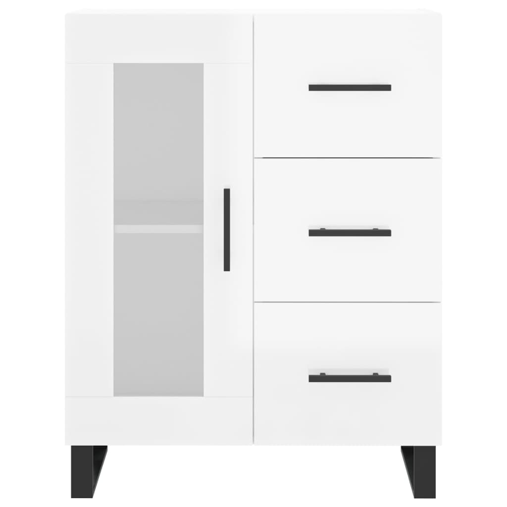 Credenza Bianco Lucido 69,5x34x180 cm in Legno Multistrato