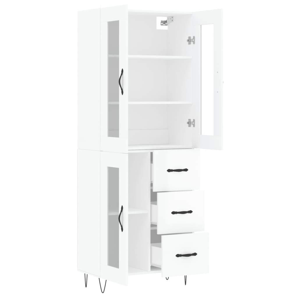 Credenza Bianco Lucido 69,5x34x180 cm in Legno Multistrato - homemem39