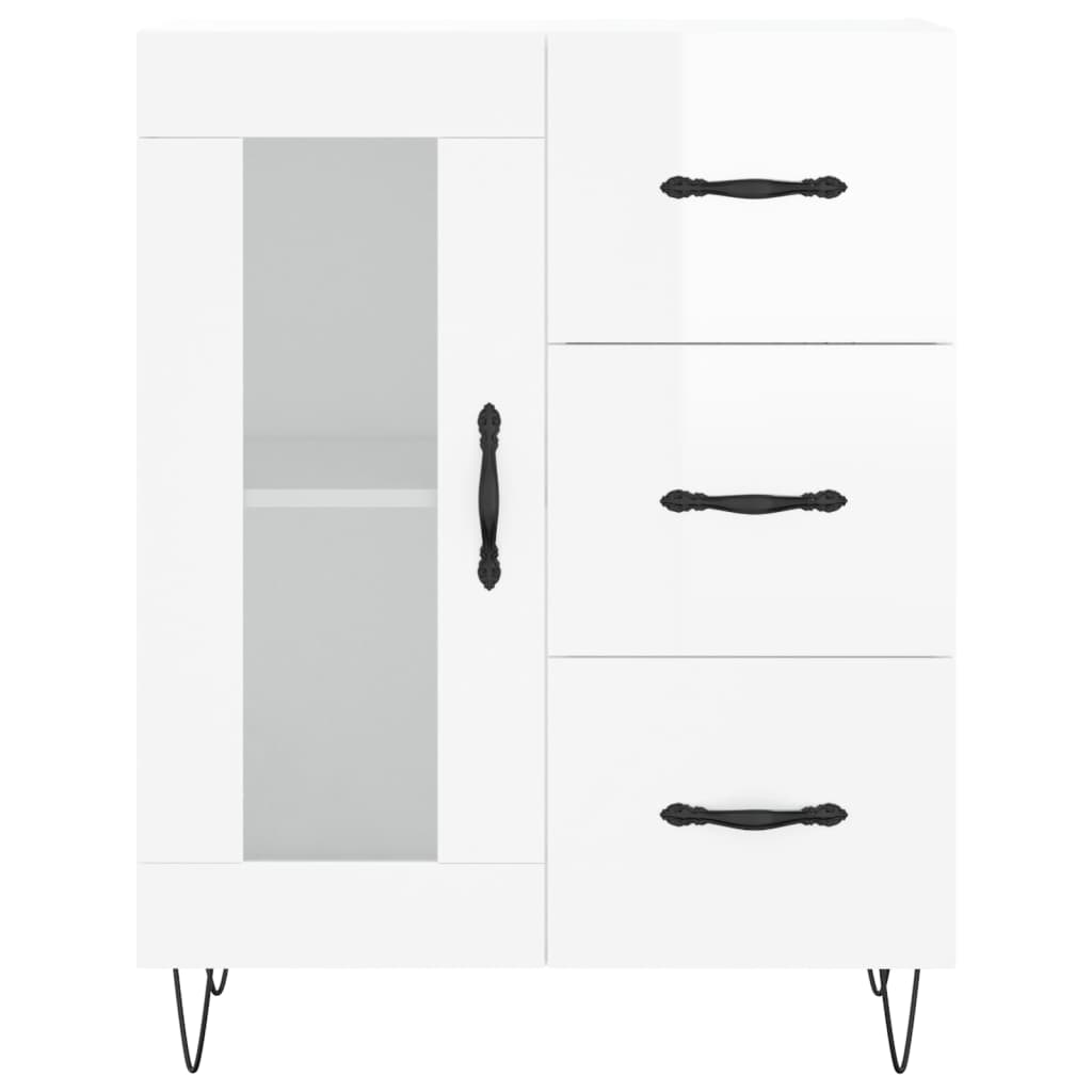 Credenza Bianco Lucido 69,5x34x180 cm in Legno Multistrato - homemem39