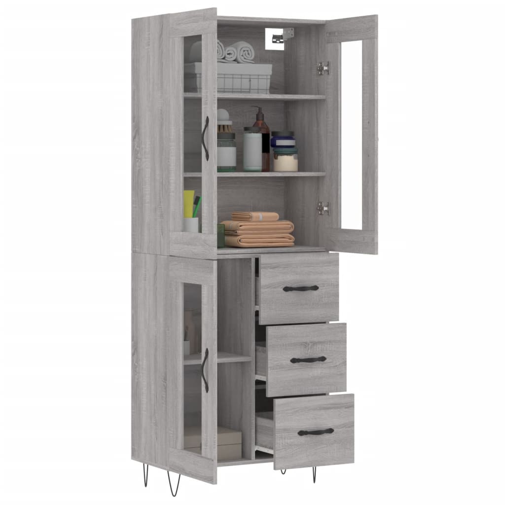 Credenza Grigio Sonoma 69,5x34x180 cm in Legno Multistrato - homemem39