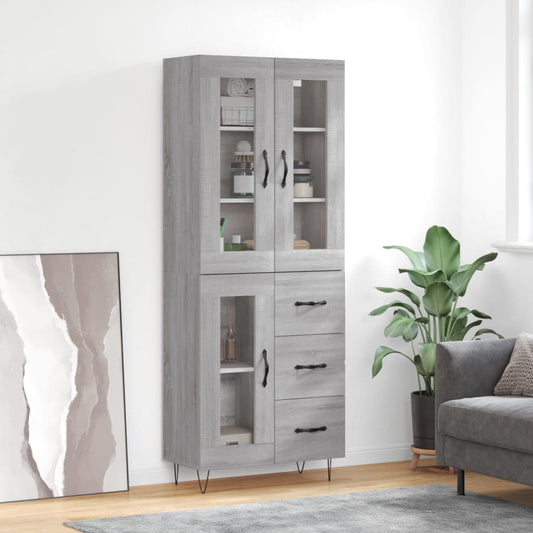 Credenza Grigio Sonoma 69,5x34x180 cm in Legno Multistrato - homemem39