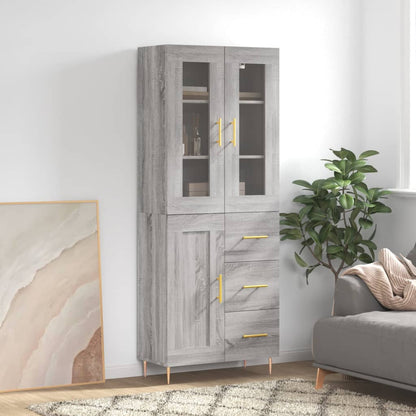 Credenza Grigio Sonoma 69,5x34x180 cm in Legno Multistrato - homemem39