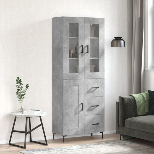 Credenza Grigio Cemento 69,5x34x180 cm in Legno Multistrato - homemem39