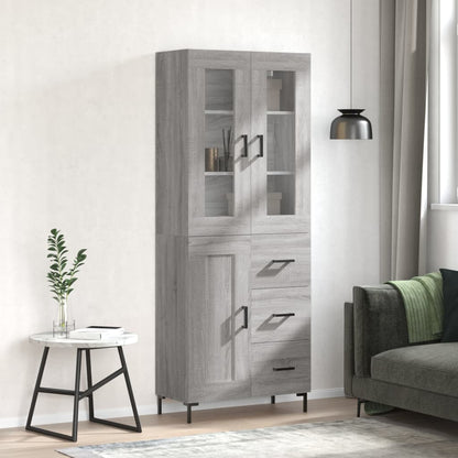 Credenza Grigio Sonoma 69,5x34x180 cm in Legno Multistrato - homemem39