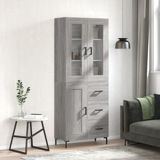 Credenza Grigio Sonoma 69,5x34x180 cm in Legno Multistrato - homemem39