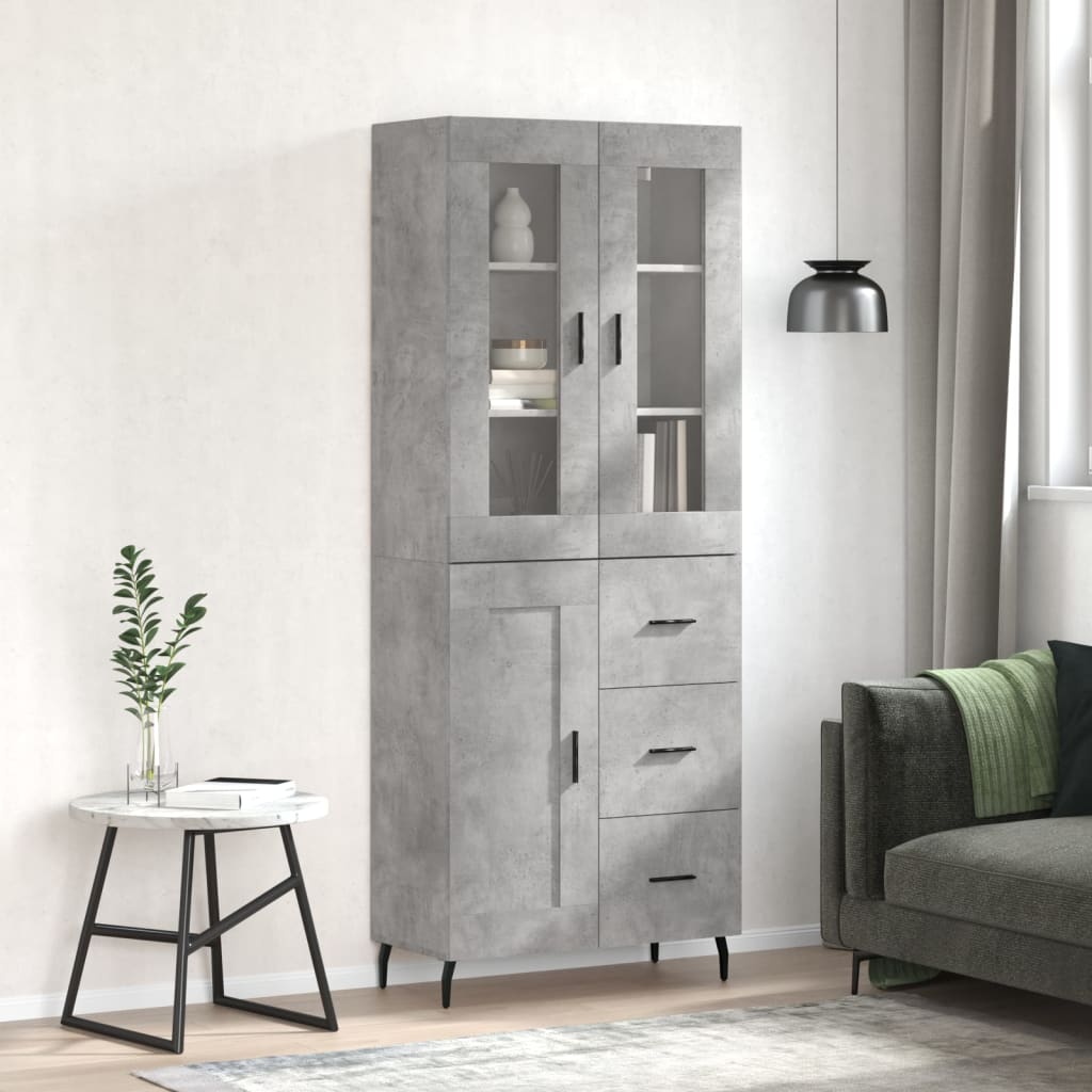 Credenza Grigio Cemento 69,5x34x180 cm in Legno Multistrato - homemem39