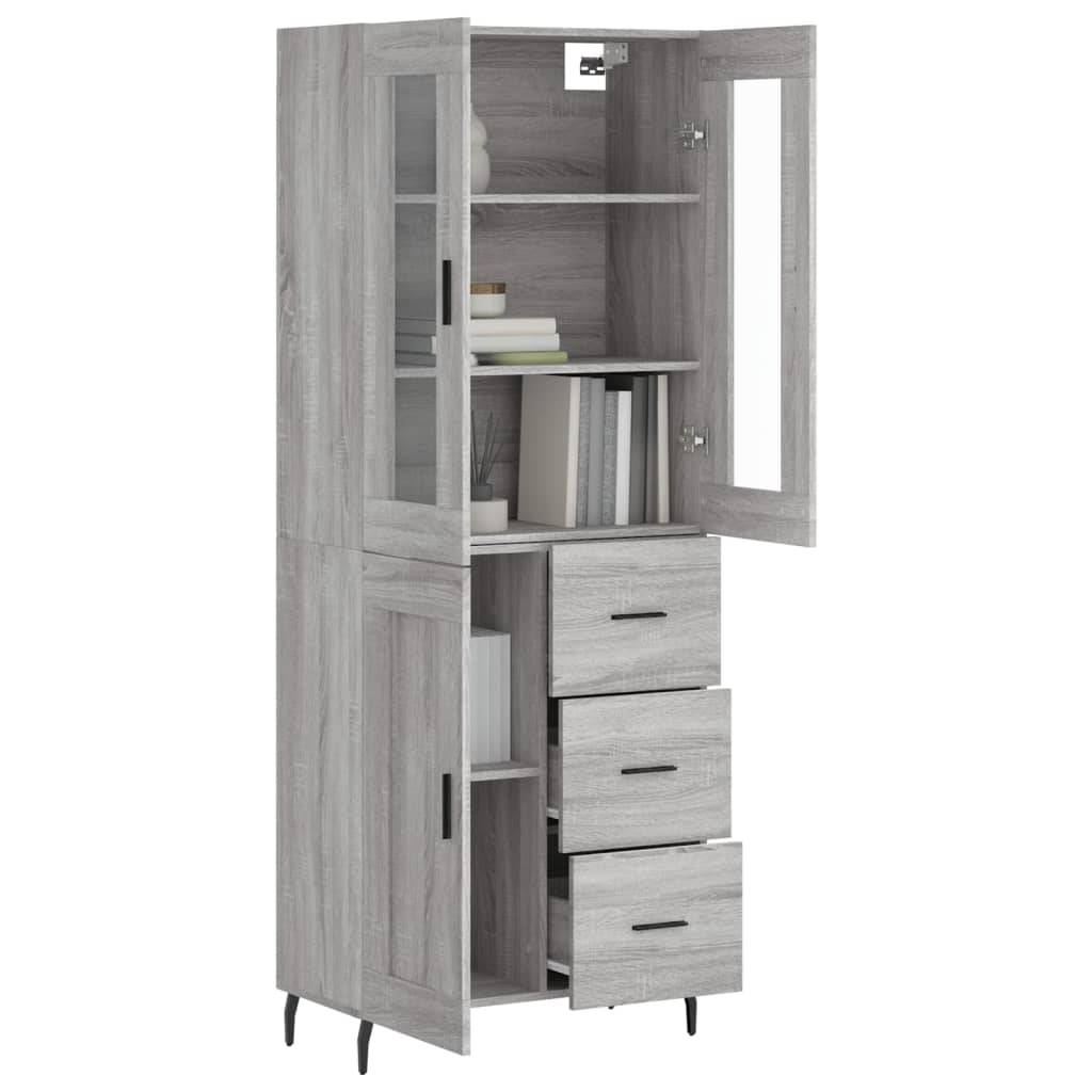 Credenza Grigio Sonoma 69,5x34x180 cm in Legno Multistrato - homemem39