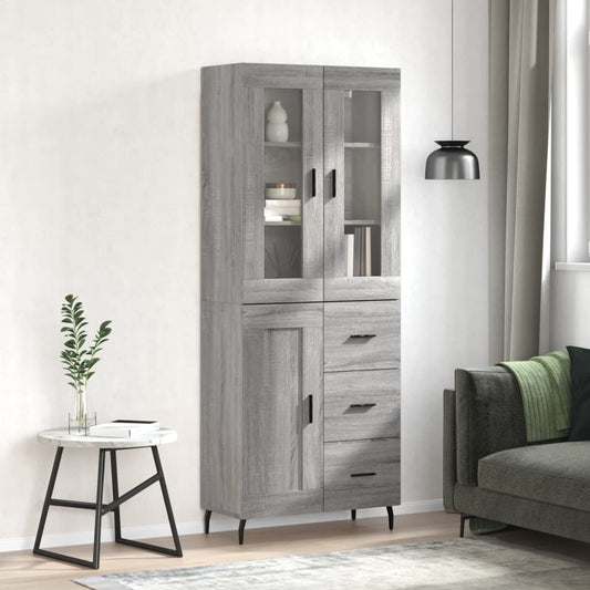 Credenza Grigio Sonoma 69,5x34x180 cm in Legno Multistrato - homemem39