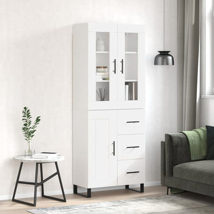 Credenza Bianco Lucido 69,5x34x180 cm in Legno Multistrato - homemem39