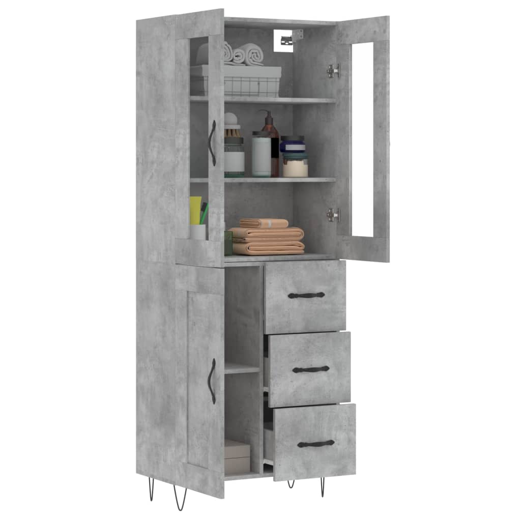 Credenza Grigio Cemento 69,5x34x180 cm in Legno Multistrato - homemem39