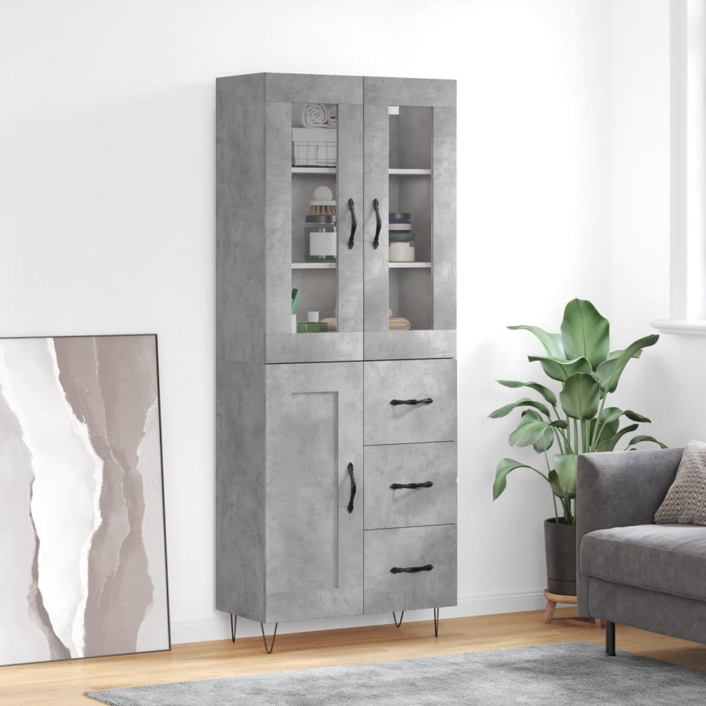 Credenza Grigio Cemento 69,5x34x180 cm in Legno Multistrato - homemem39