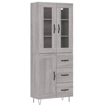 Credenza Grigio Sonoma 69,5x34x180 cm in Legno Multistrato - homemem39