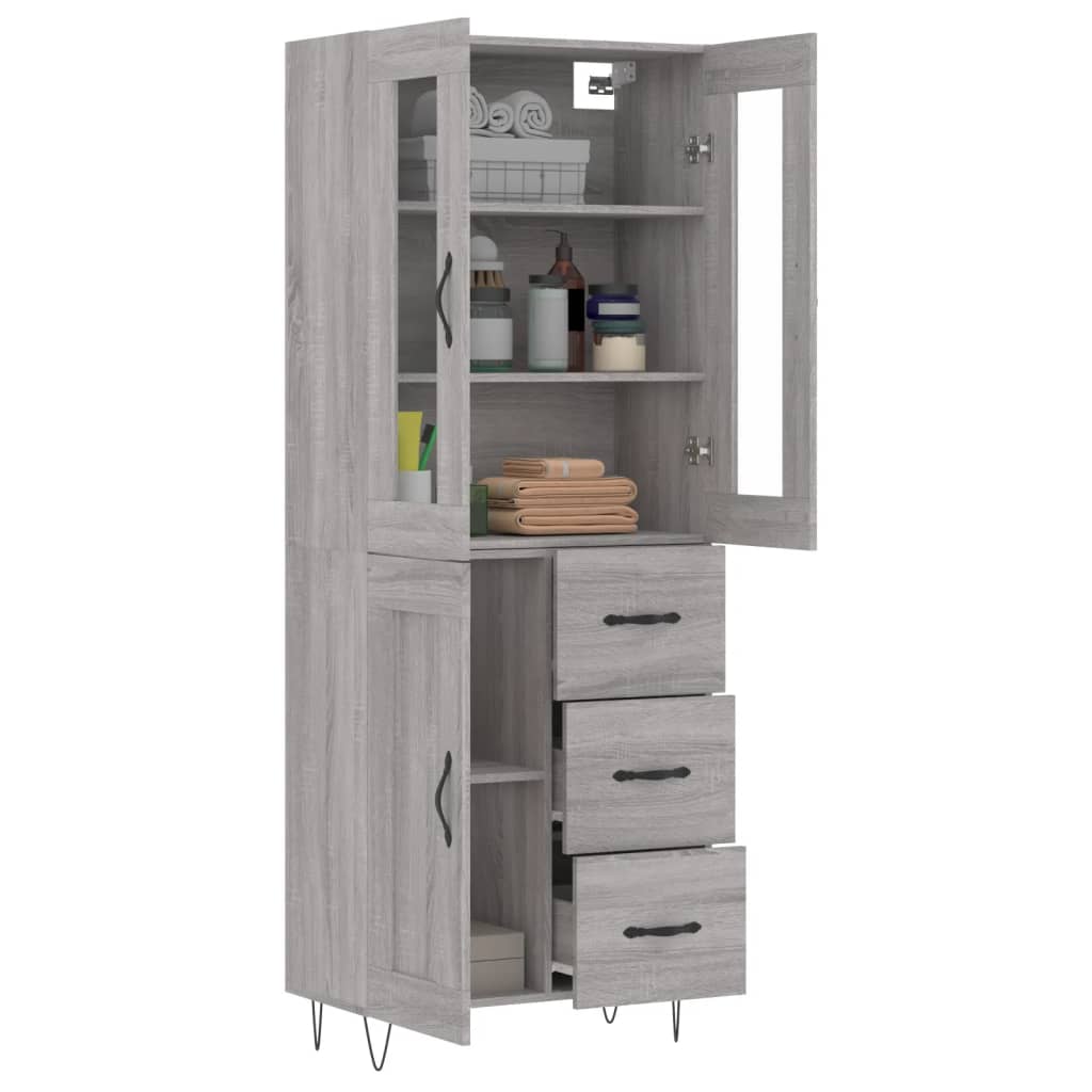 Credenza Grigio Sonoma 69,5x34x180 cm in Legno Multistrato - homemem39