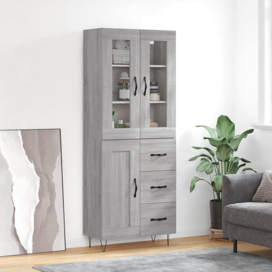 Credenza Grigio Sonoma 69,5x34x180 cm in Legno Multistrato - homemem39