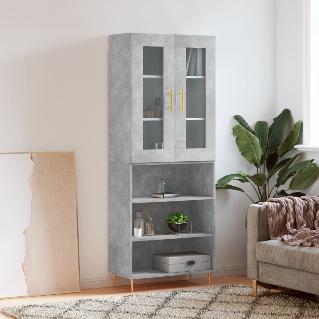 Credenza Grigio Cemento 69,5x34x180 cm in Legno Multistrato - homemem39