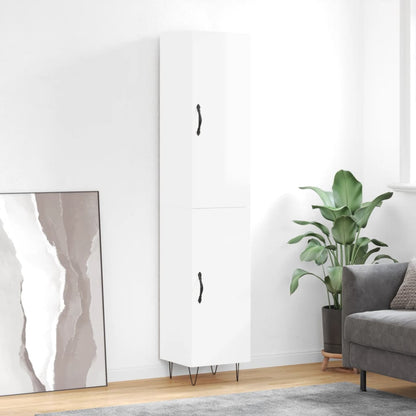 Credenza 34,5x34x180 cm in Legno Multistrato Bianco Lucido