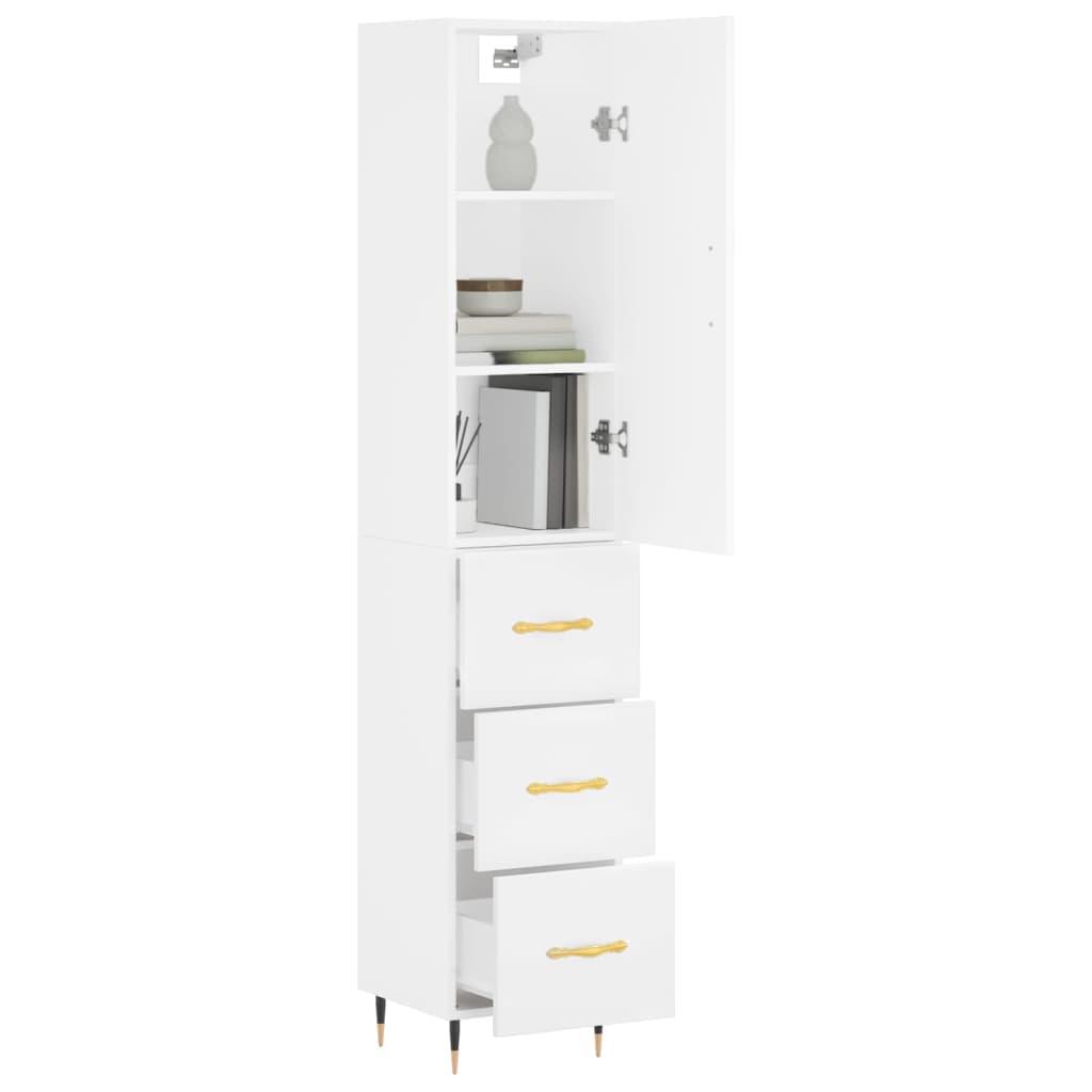 Credenza Bianca 34,5x34x180 cm in Legno Multistrato - homemem39