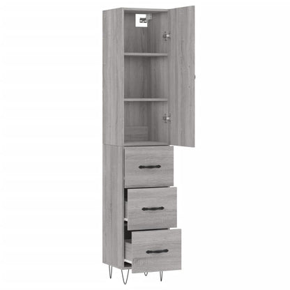 Credenza Grigio Sonoma 34,5x34x180 cm in Legno Multistrato