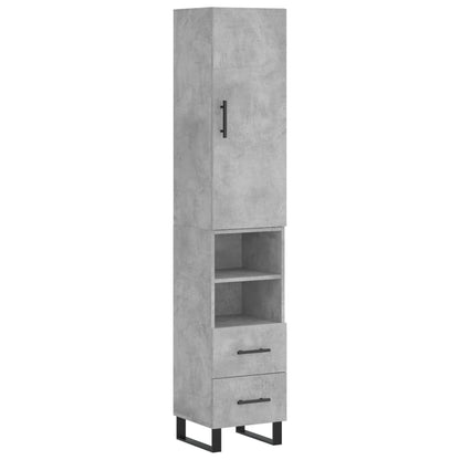 Credenza Grigio Cemento 34,5x34x180 cm in Legno Multistrato