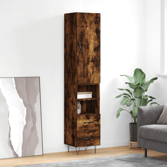 Credenza Rovere Fumo 34,5x34x180 cm in Legno Multistrato